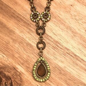 VCLM | Topaz and Peridot Crystal Pendant Necklace | 17” Adjustable